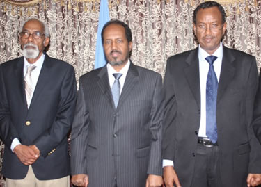 President Mohamud and PM designate Mr. Shrdon with Speaker Jawari 
